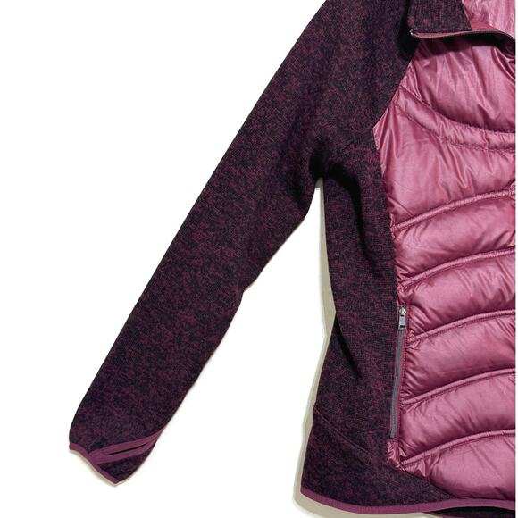 London Fog Women's Full Zip Long Sleeve Down + Knit Puffer Jacket M Burgundy - Picture 5 of 11